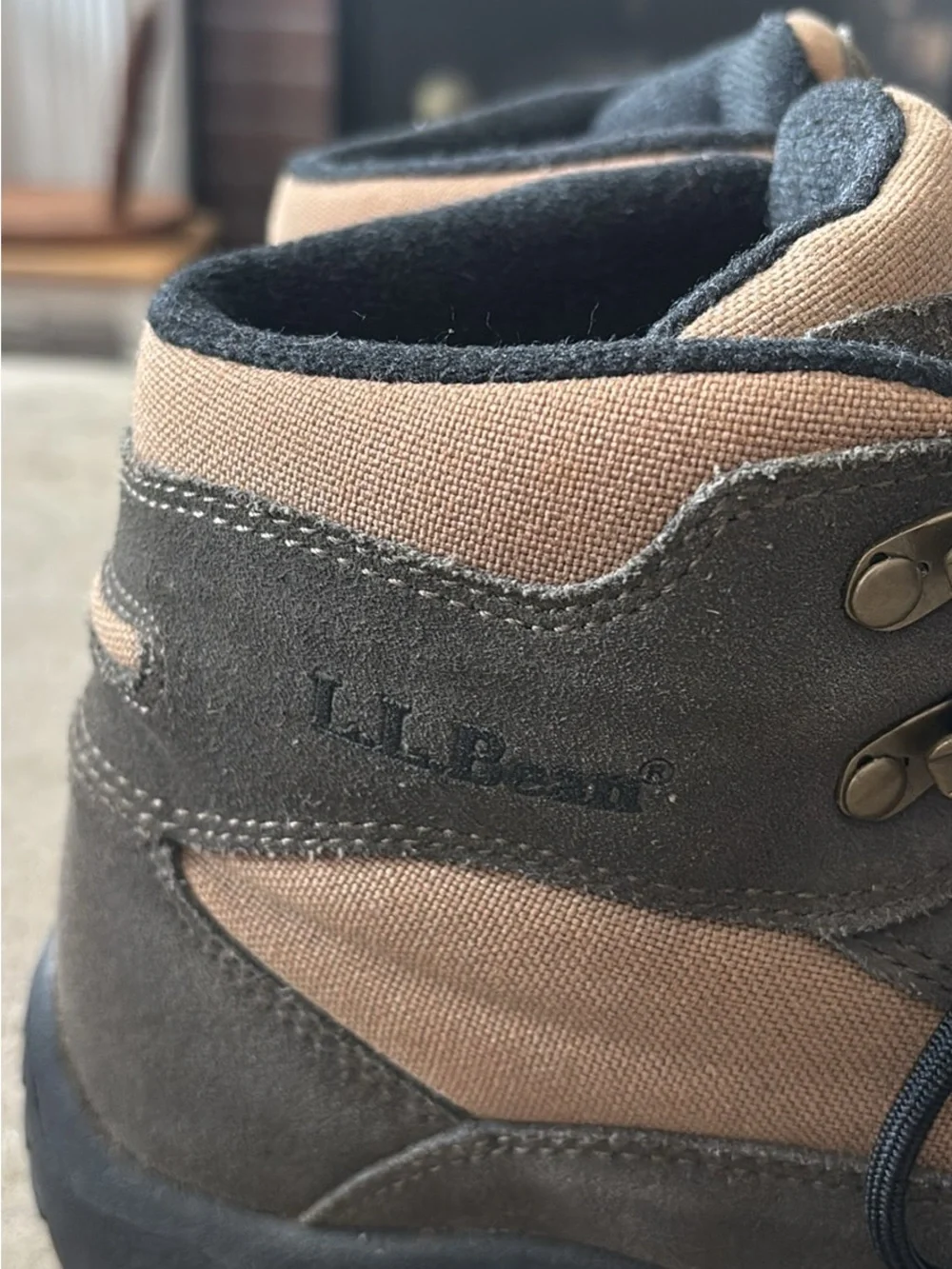 Vtg L.L Bean Brown Suede/Canvas Hiking Trail Lace-Up Boots Women’s Sz 9 Medium